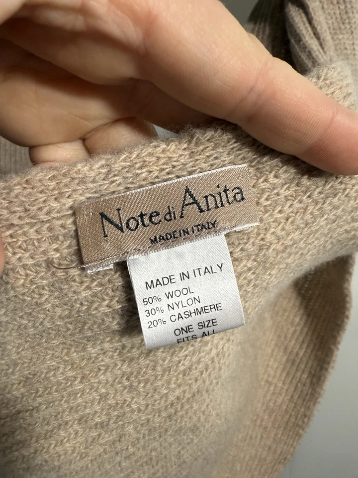 Note di Anita Mezcla Lana y Cachemira Acanalado Tejido Bufanda Bronceado Hecho en Italia Foto 3 de 3