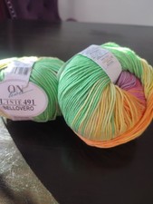 200g Wolle Verlaufgarn Baumwolle pink grün gelb orange online Linie 491 bunt 