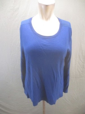 Halogen Size L Womens Blue Long Sleeve Round Neck Cashmere Blend Pull Over 614