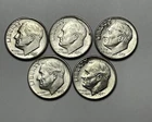 Lot Of 5 Roosevelt Silver Dimes 1954-P 3/1955-D 1957-D 10C Coins UNC