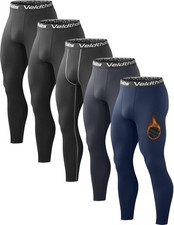 5 Pack Thermal Compression Pants for Men Fleece Lined Cold Weather Sports Tig...