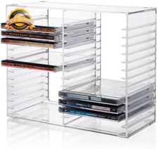Clear Plastic CD Organizer Stackable Storage Holds 30 Jewel Cases