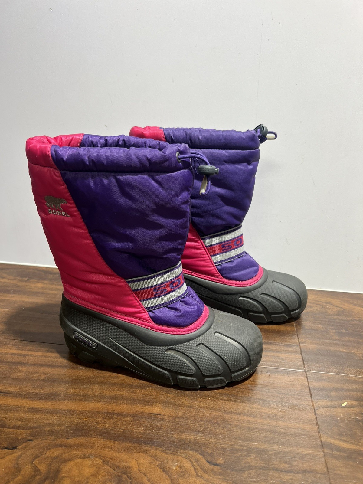 Sorel Girls Size 3 Winter Boots Cub Insulated Waterproof Pink Purple Grey