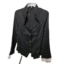 Gothic Low Cut Womans Dress Shirt, Wednesday Adam's Vibe Witchy Clothes Large