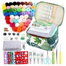 IMZAY Needle Felting Kit, Wool Roving 50 Colors Set with Exquisite Green Sto...