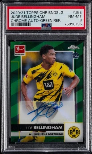2020-21 Topps Chrome BDL Green Ref /99 Jude Bellingham RC RookieAUTO PSA 8