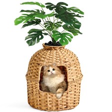 Hidden Rattan Cat Litter Box Enclosure Furniture