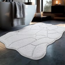 White Bathroom Rugs 24x36in Non Slip Absorbent Microfiber Shower Bath Mats Machi