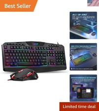 RGB Backlit Gaming Keyboard  Programmable Mouse Combo - Ergonomic  Stylish
