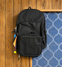 Black Medium Backpack w/ Front Zipper Pocket,...