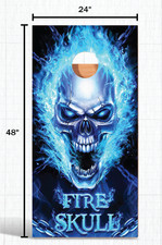 Skull Flaming Cornhole Board Wrap LAMINATED Wraps Decals Vinyl Sticker