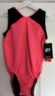 Mädchen GK Elite Gymnastikanzug Erwachsene Large 38'' schwarz koralle neu mit Etikett