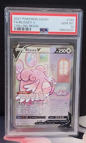 2021 POKEMON SWORD & SHIELD CHILLING REIGN #183 FULL ART/BLISSEY V PSA 10