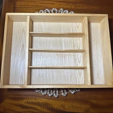 Silverware Flatware Drawer Organizer Tray Wood 6 Sections 15” X 11” X 2.5”
