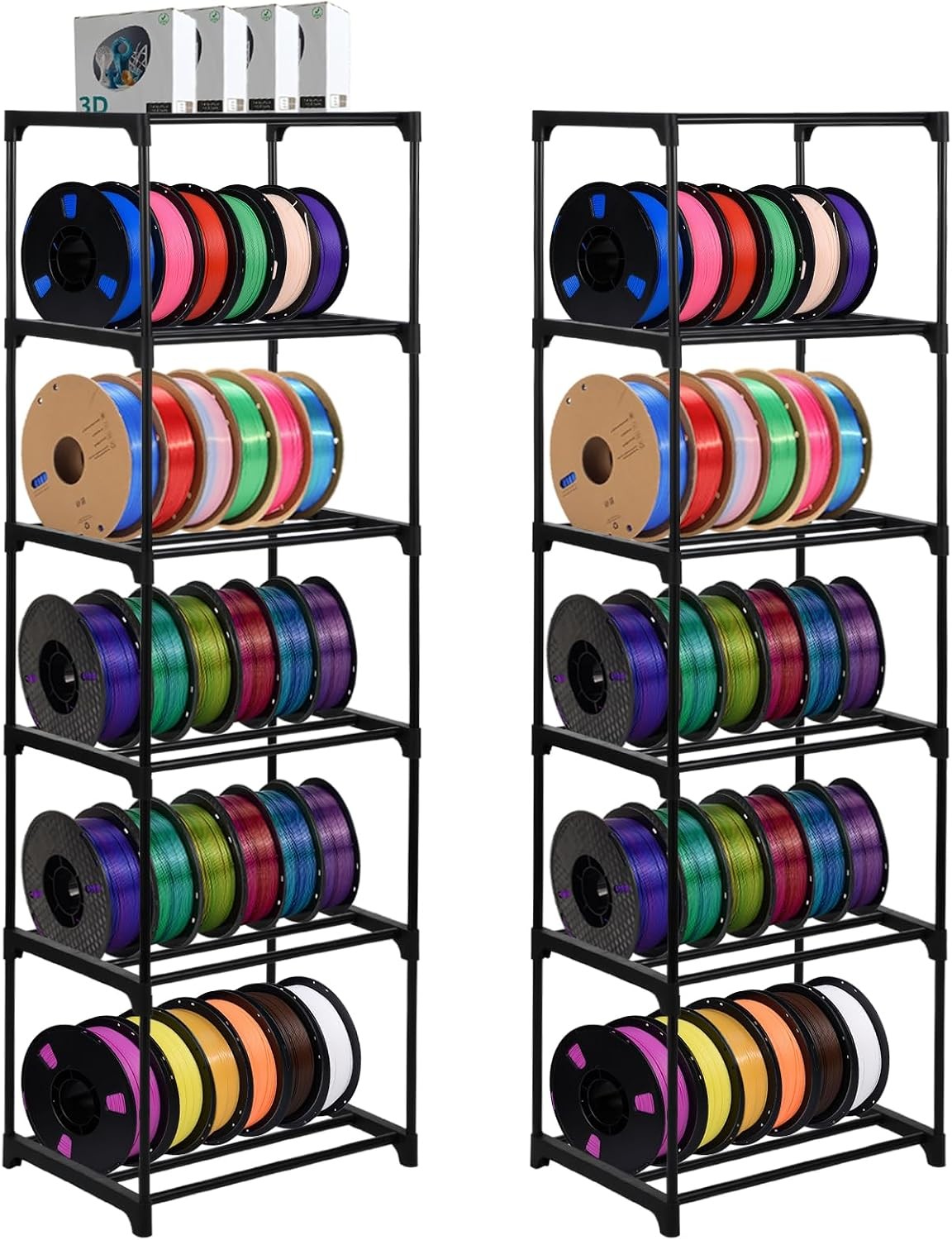 KKONHII 2 Pack 3D Printer Filament Storage Rack, 6-Tier Large Capacity Spool - Image 4