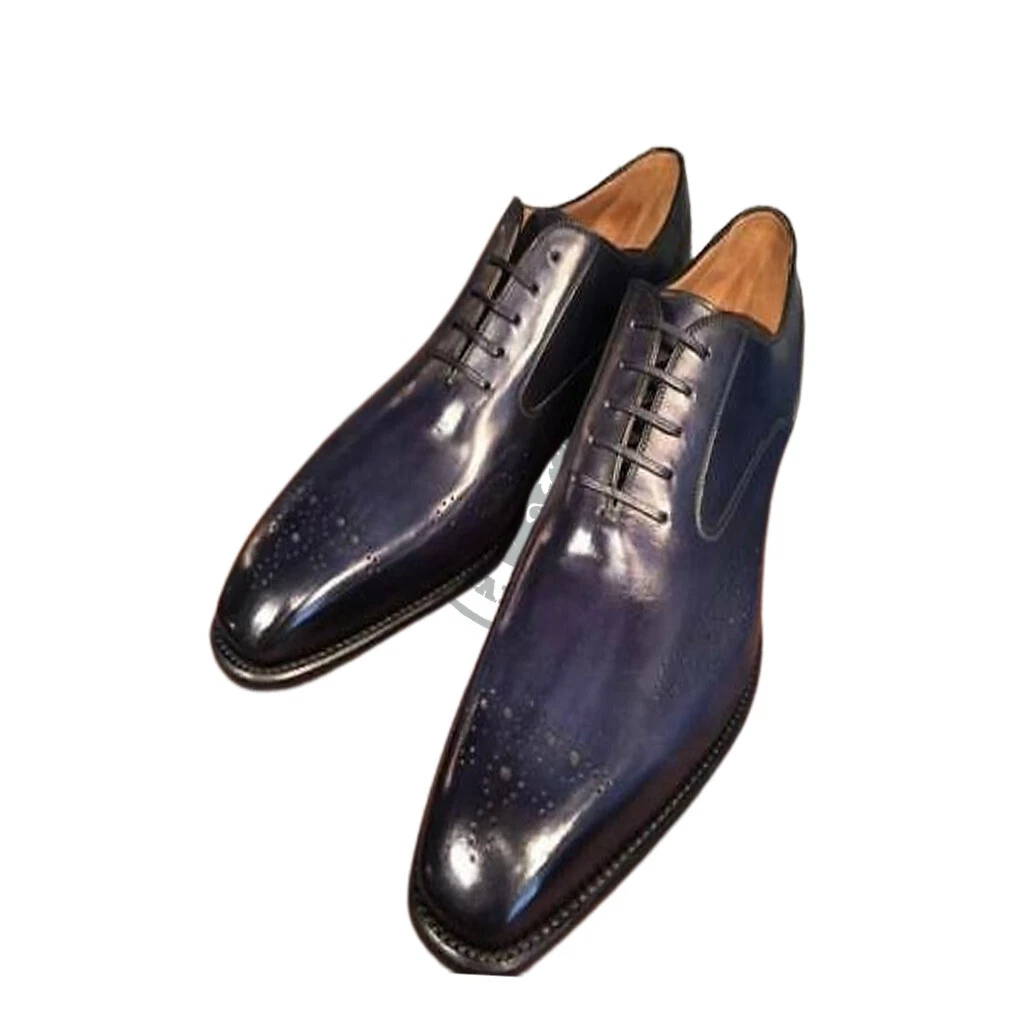 Burnished Brogue Toe Genuine Purple Tone Premium Leather Formal Men Oxford Shoes
