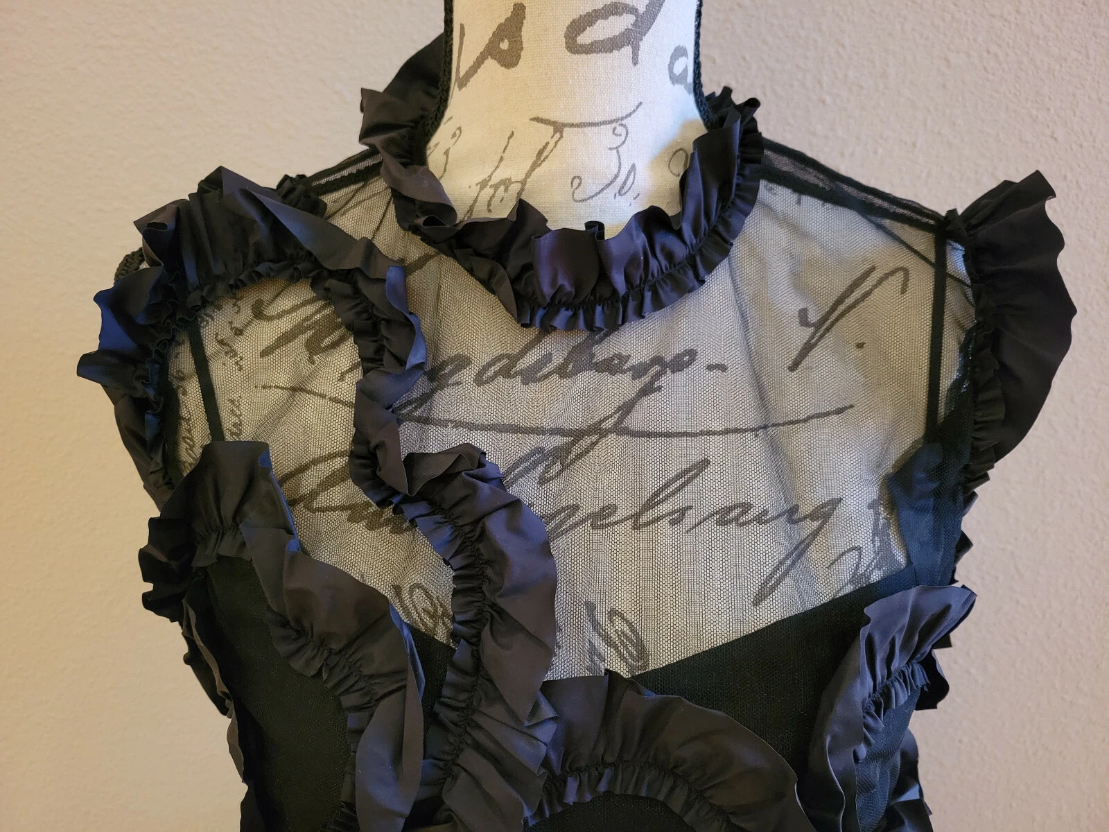 Abito in tulle Moncler Simone Rocha nero trasparente inserto arricciato nuovo con etichette