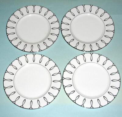 Waterford Lismore Essence Accent Plate SET/4 Bone China 9'' Platinum Loops New
