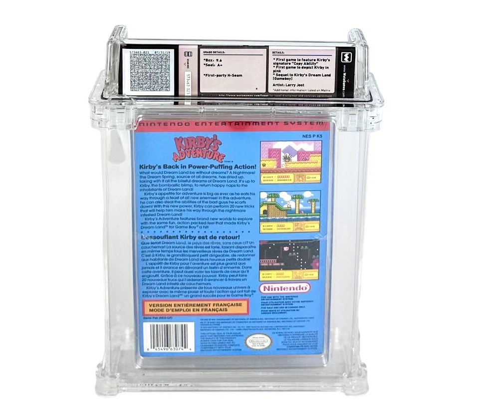 New NES Kirby's Adventure WATA 9.6 Factory Sealed H-Seam Graded Nintendo Game - Image 2 of 4