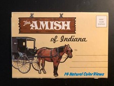 Old Vintage" The AMISH Of INDIANA" Fold Out Views Made in USA