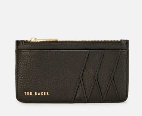 Ted Baker GERII Leather Zip Top Card Holder Purse, Black BNWT