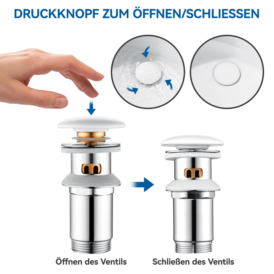 Sifon Siphon Pop Up Ablaufventil Waschbecken Keramik Ablaufgarnitur Waschtisch - Bild 4 von 4
