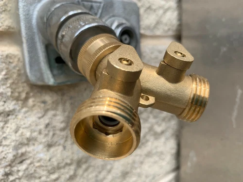 Solid Brass Double Two Way Tap Garden Connector Adaptor Hose Splitter (2 PACK) - Picture 4 of 8