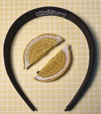 Lemon Slices Hair Barrettes W Headband, Large, MiaChavi Geekery