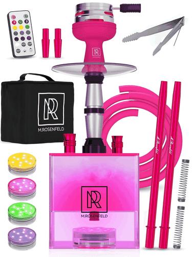 Pink Hookah Set with Everything YADO Square Hookah To Go with Charcoal Holder - Picture 9 of 9