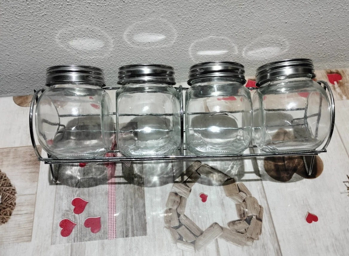 Set Di 3 Barattoli Metallici Per Spezie, Sale E Zucchero – Con Coperchio In Bambù E Guarnizione In Silicone, Design Vintage, 9,5x15,7 Cm