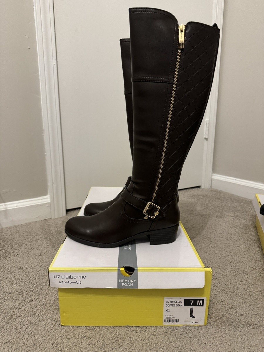 liz claiborne torcello coffee bean tall boot size 7M