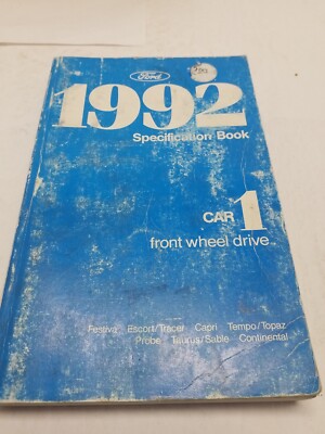 1992 Ford Specifications Book Front Wheel Drive Car Book 1