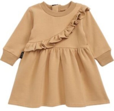 Tiny Tribe Australia Loft Sleeve Dress 6-9 Months Brown Soft Fall Winter
