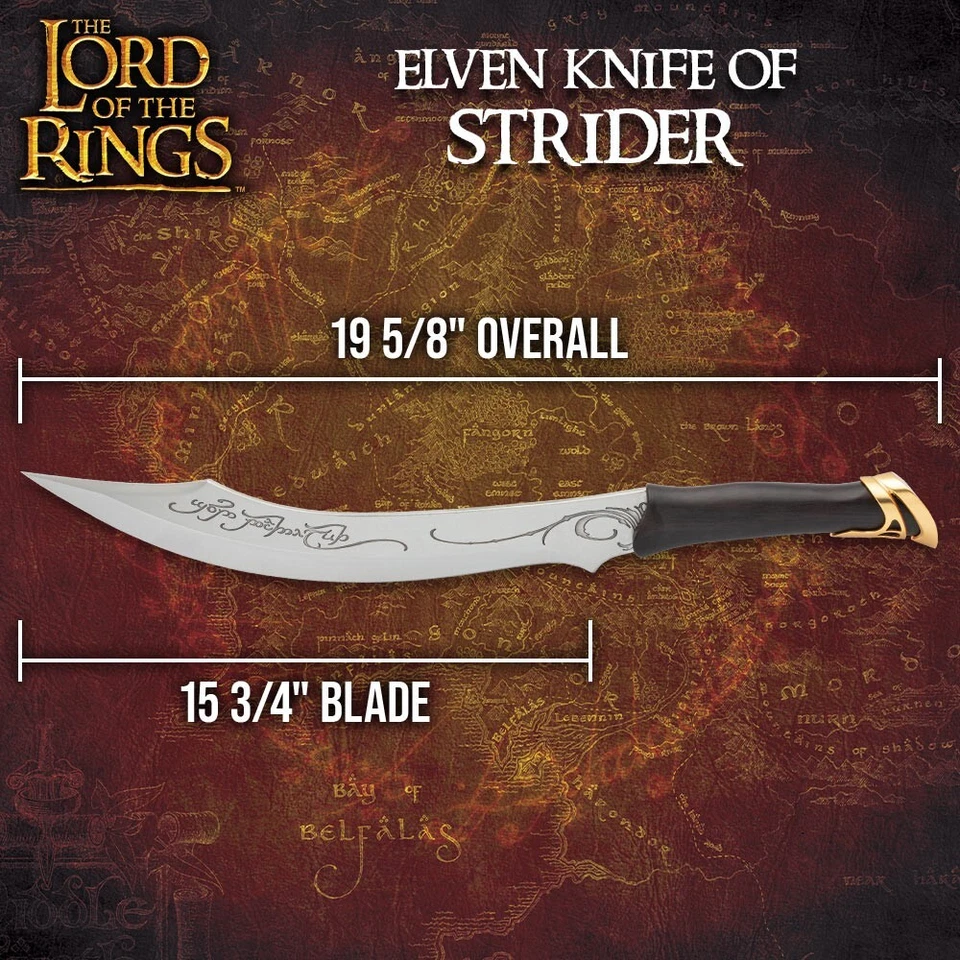 El Señor de los Anillos Cuchillo Elfo de Strider | LOTR Reproducción con Licencia Oficial Foto 2 de 4