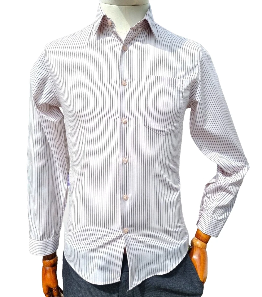 Topman Retro Shirt Long Sleeve Men's UK Size Small 35" - 38" Chest 15" Striped - Image 2 of 4