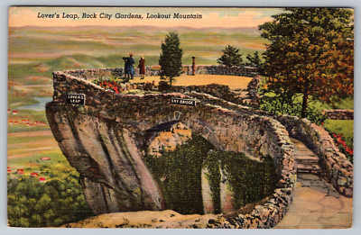 c1940s Lover's Leap Rock City Gardens Lookout Mountain TN Postcard