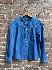 APC Women’s Blouse, Sz 36 FR, 100% Cotton Chambray