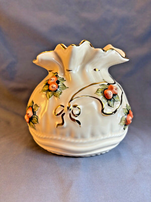 Ramgi Pintado A Mano Manises Pottery Hand Painted Flower Vase 