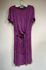 Diane Von Furstenberg Women's Zoe Ruched Waist Dress Red Purple Leopard Print 10