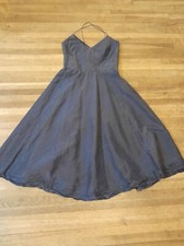 Tommy Hilfiger 100% Silk Elegant Fit & Flare Event Midi Sz 4 Dress Midnight Blue