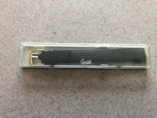 Vintage NOS Speidel Unused Black Cowhide Watch Band w Gold Tone Buckle 16L