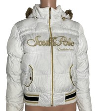 Vtg 90 Y2k Southpole Puffer Jacket Womens 7r Juniors White Gold