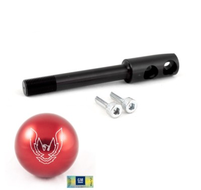 82-02 Trans A Red Phoenix Bird Shift Knob w/ Black Short Throw Shifter Stick