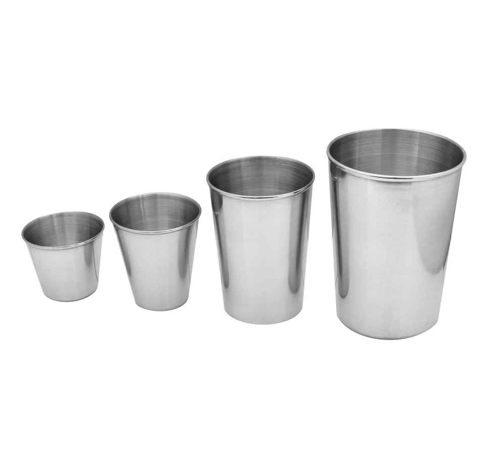 Stapelbare Edelstahl Becher Trinkbecher Camping Mixbecher Stamperl stapelbar