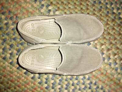 Crocs Shoes Slip On Khaki Santa Cruz Canvas Loafer Youth Kid Boys Size 2 