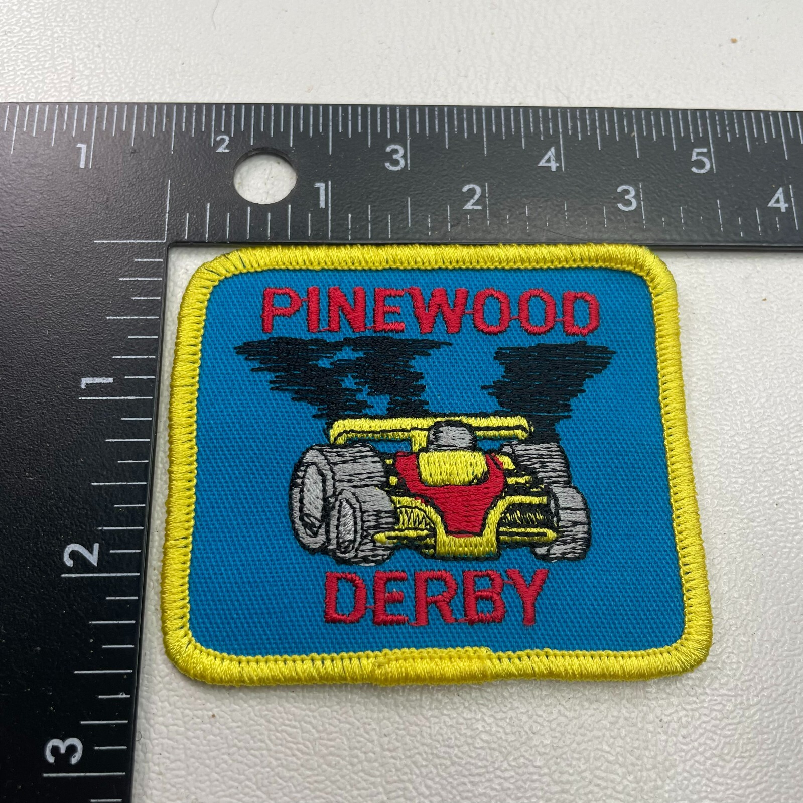 BOY CUB SCOUTS PINEWOOD DERBY RED RACE CAR Patch (car racing