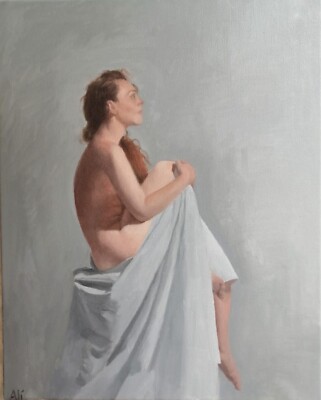 Ölgemälde Originalfigur nackte frau ''Meloncholie'' Realismus Kunst Paola Ali'