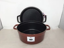 Staub 7 Quart Cast Iron Braise and Grill Set - Rouge Red