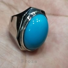 Rare Turquoise Ring Nishapuri Feroza Natural Feroza Ring Shia Rings, Handmade