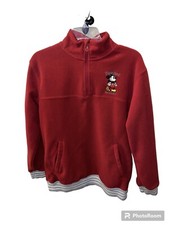 Disney Parks Resort Kids Fleece Pullover Youth XL Burgundy Mickey 1/4 Zip